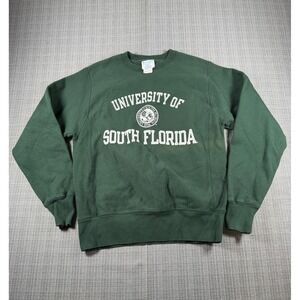 South Florida Bulls Sweatshirt Mens S Green Champion Football NCAA Reverse Weave